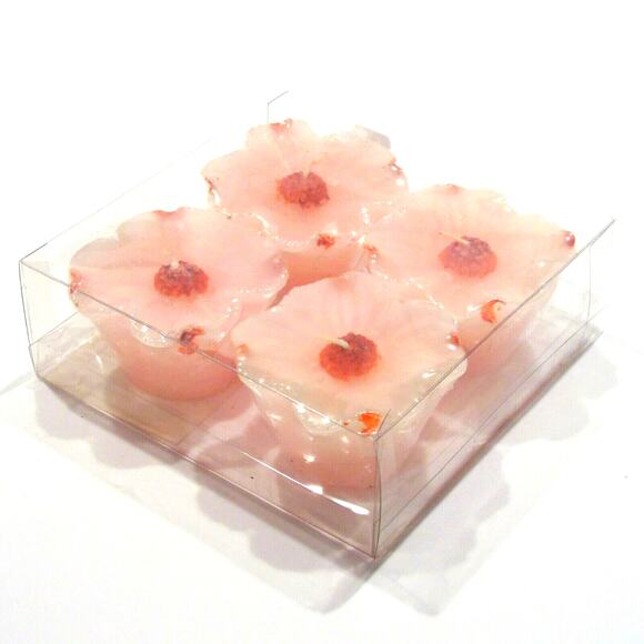 FLOATING CANDLES Set (4) Pink Dogwood Flowers Birthday Holiday Wedding Baby NEW - Picture 4 of 4